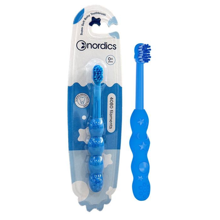 Дитяча зубна щітка Nordics Baby 4080 Soft блакитна (3800501908228)