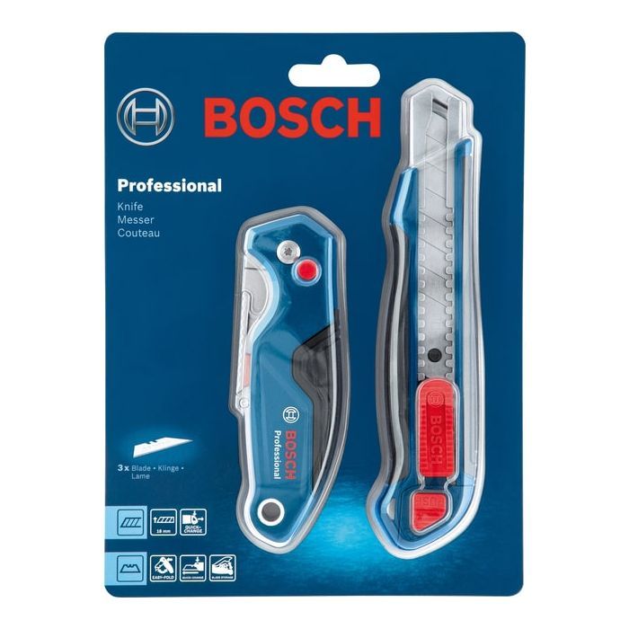 Нож монтажный Bosch набор 2 шт, складной трапециевидный, сегментированный (1.600.A01.6BM) изображение 9