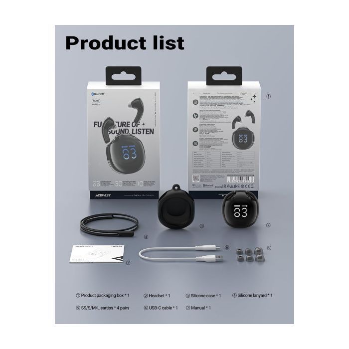 Наушники Acefast T9 Obsidian Black (6974316282570) изображение 4