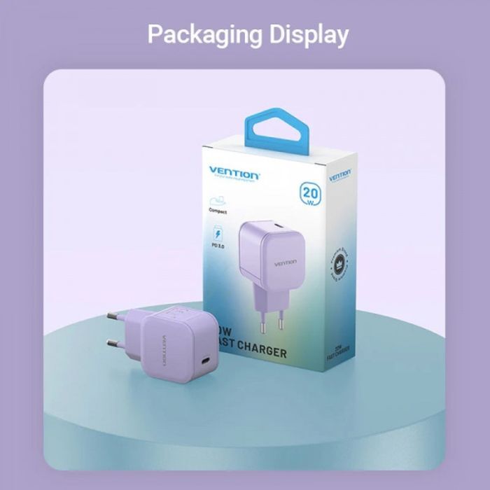 Зарядное устройство Vention 1xUSB-C 20W PD3.0/QC3.0 Purple (FEJV0-EU) изображение 5
