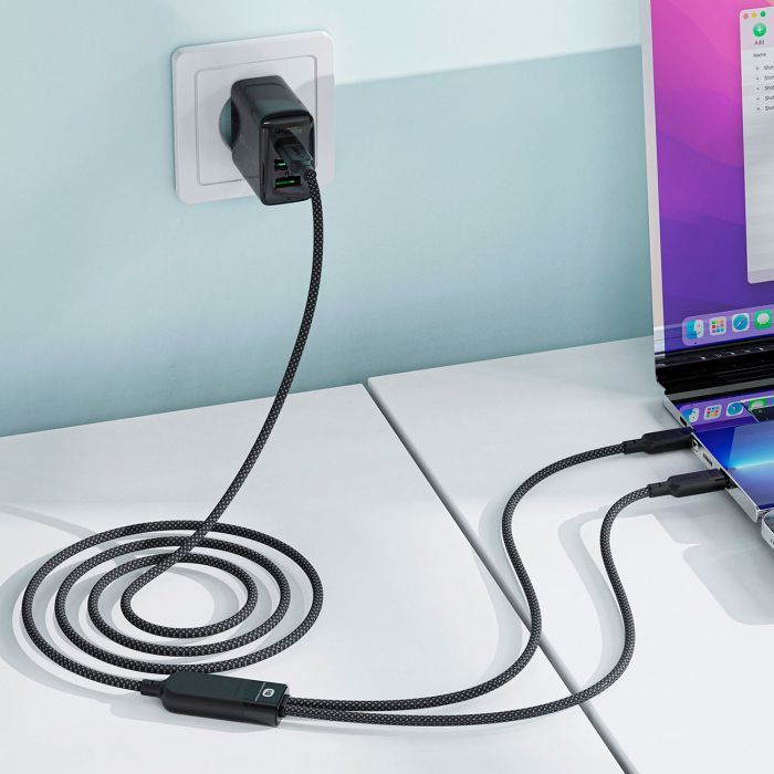 Дата кабель USB-C to 2xUSB-C 0.8m 100W Acefast (6974316280149) зображення 7