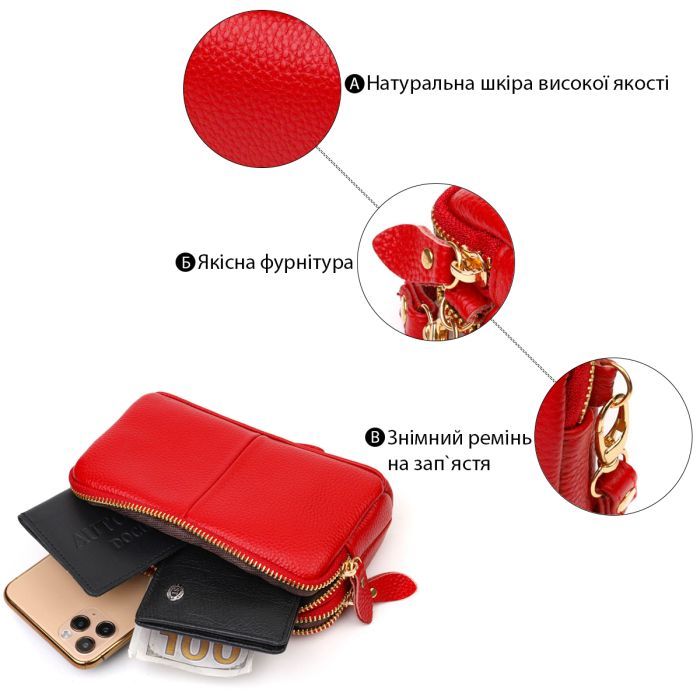 Сумка Vintage Из натуральной кожи Красная (22090) изображение 4