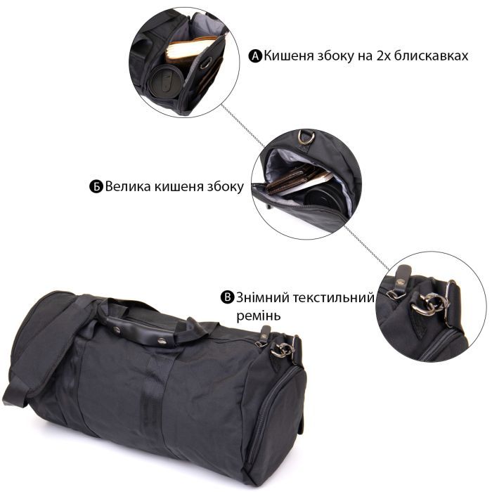 Сумка Vintage Спортивная текстильная Малиновая (20642) изображение 4