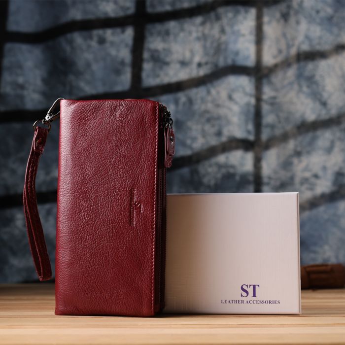 Гаманець ST Leather Шкіряний Бордовий (23108) зображення 11