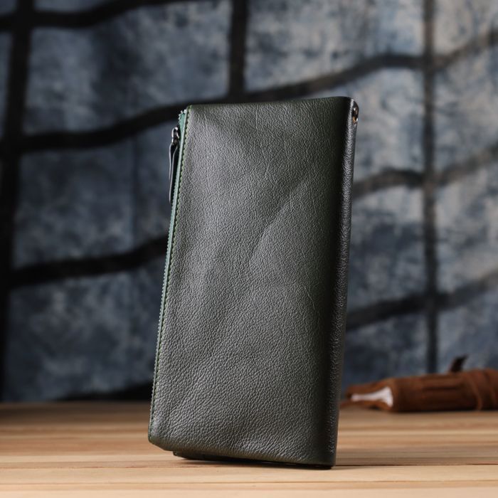 Кошелек ST Leather Кожаный на три отделения Зеленый (23110) изображение 10