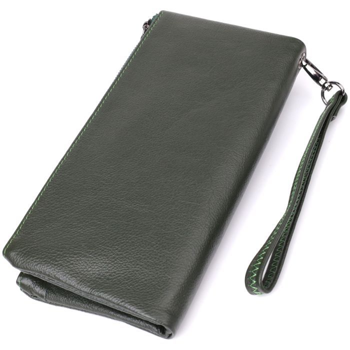 Кошелек ST Leather Кожаный на три отделения Зеленый (23110) изображение 2
