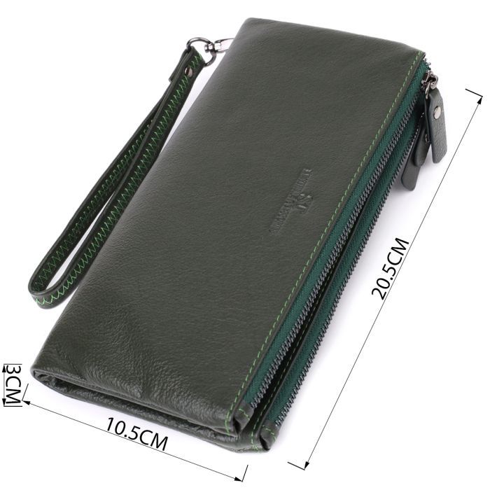 Кошелек ST Leather Кожаный на три отделения Зеленый (23110) изображение 3
