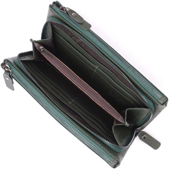 Кошелек ST Leather Кожаный на три отделения Зеленый (23110) изображение 6