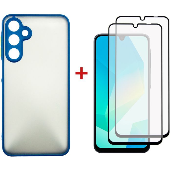 Чехол для мобильного телефона Dengos Samsung Galaxy A16 Matte + glass 2pcs (Blue) (DG-CTG2P-03)