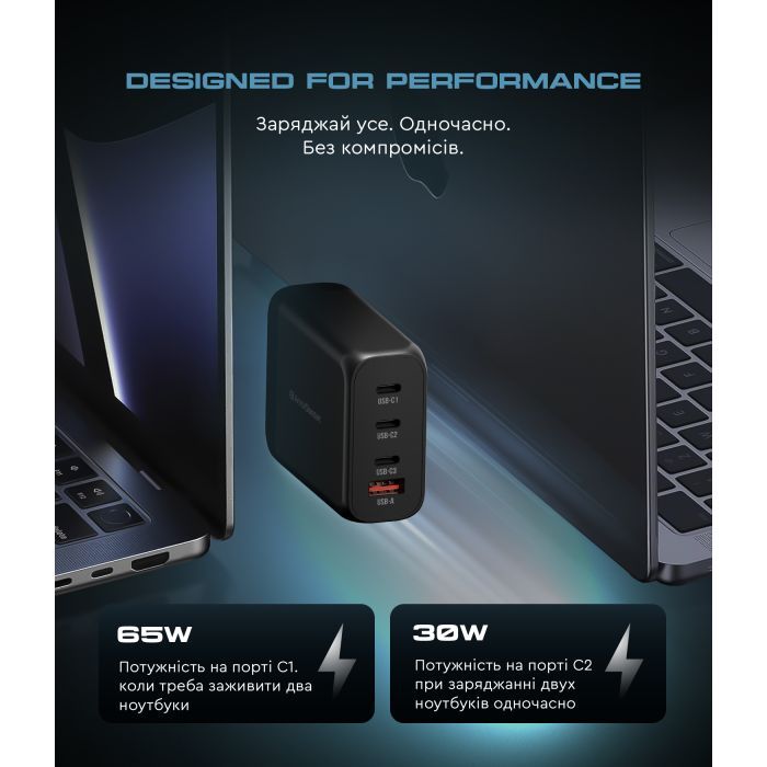 Зарядное устройство Armorstandart ARP-131 Resolute Power USB-C 100W GaN Black (ARM70024) изображение 3