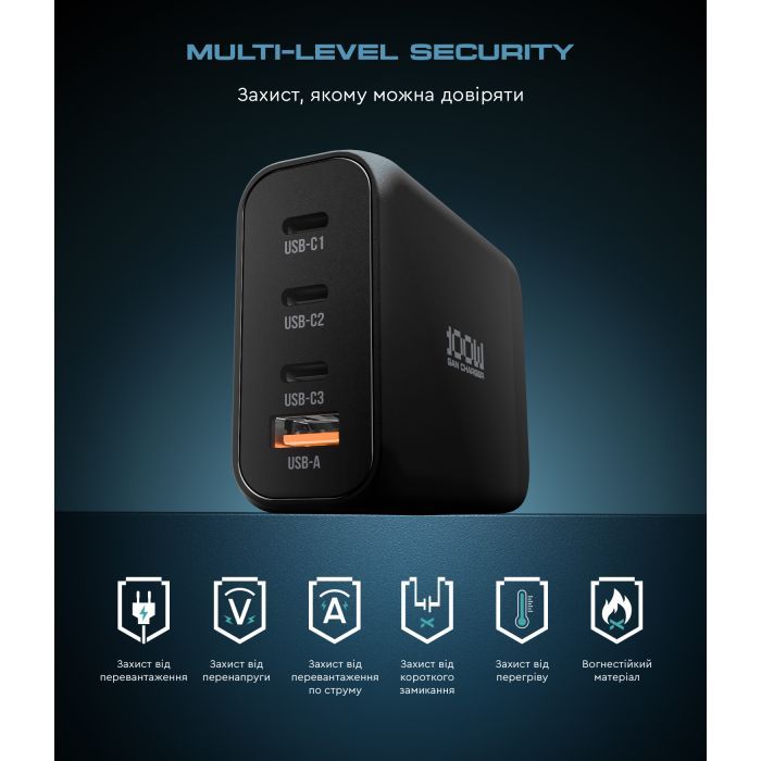 Зарядное устройство Armorstandart ARP-131 Resolute Power USB-C 100W GaN Black (ARM70024) изображение 7