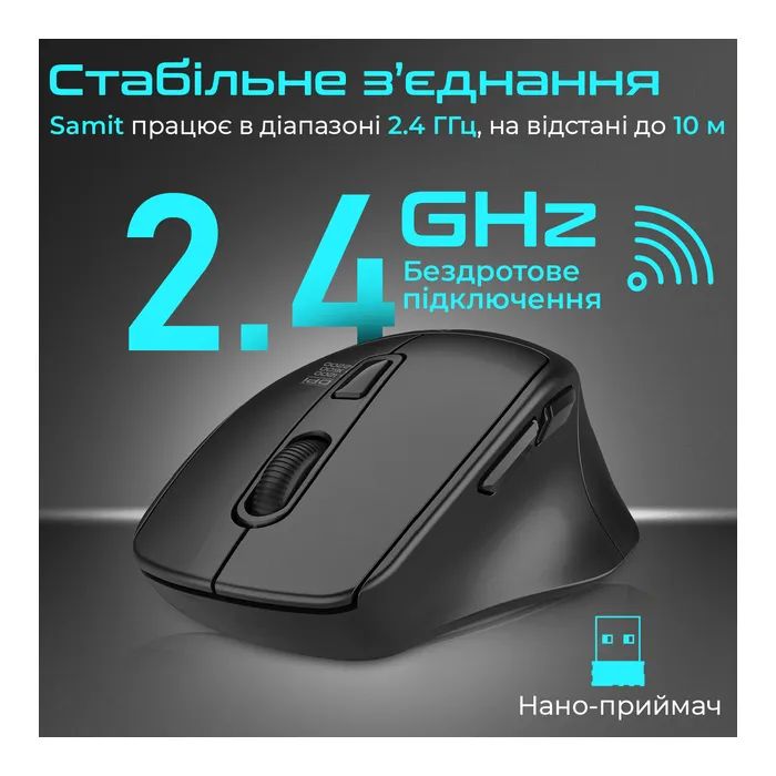Мышка Promate Samit Wireless Black (samit.black) изображение 5
