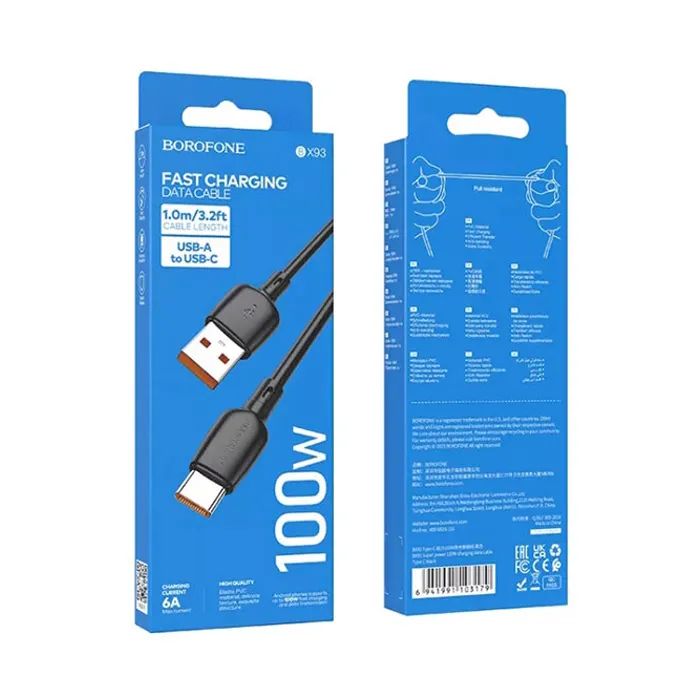 Дата кабель USB 2.0 AM to USB-C 100W black BOROFONE (6941991103179) зображення 5