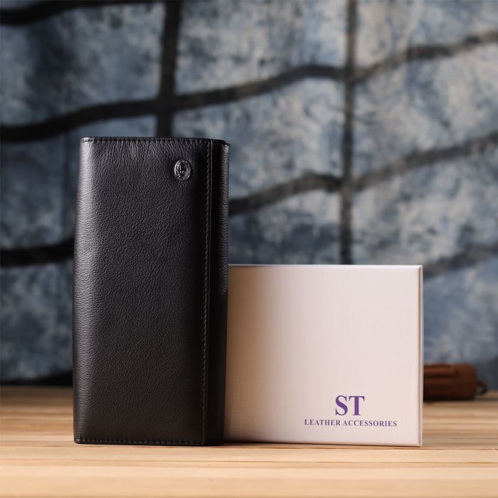 Гаманець ST Leather З натуральної шкіри Чорний (23088) зображення 12