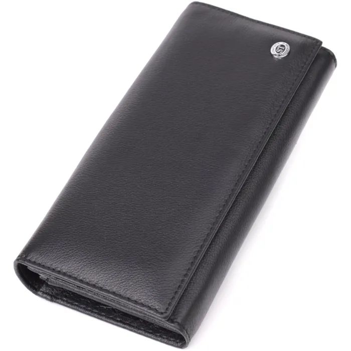 Гаманець ST Leather З натуральної шкіри Чорний (23088)