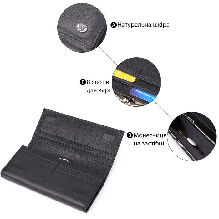 Гаманець ST Leather З натуральної шкіри Чорний (23088) зображення 4