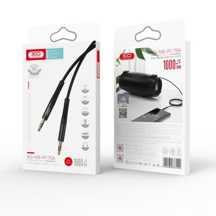 Кабель мультимедийный 3.5mm M to 3.5mm M 1.0m black XO (NBR175A-BK) изображение 3