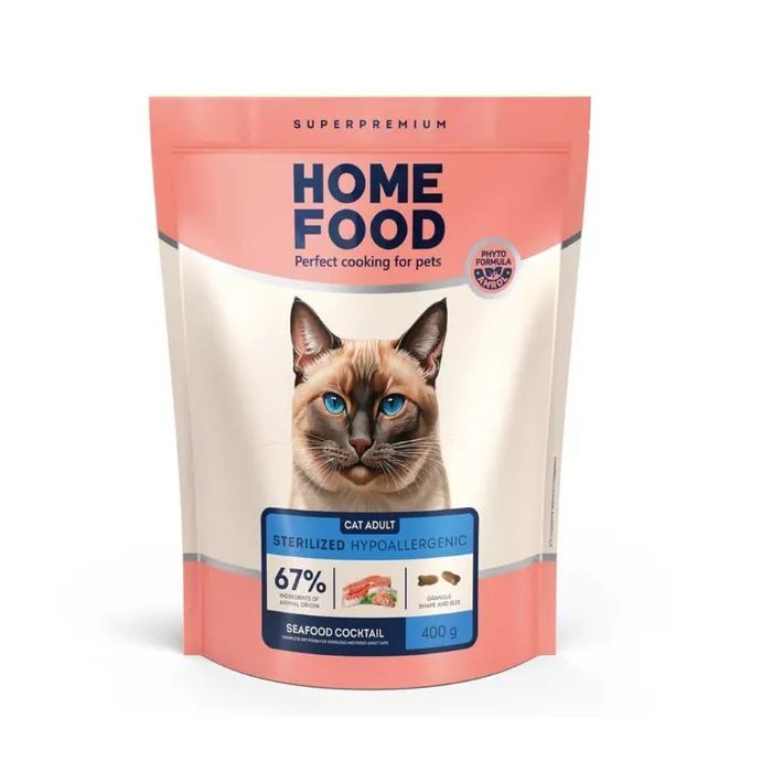 Сухий корм для кішок Home Food Hypoallergenic For sterilised морський коктейль 200 г (4820290090118)