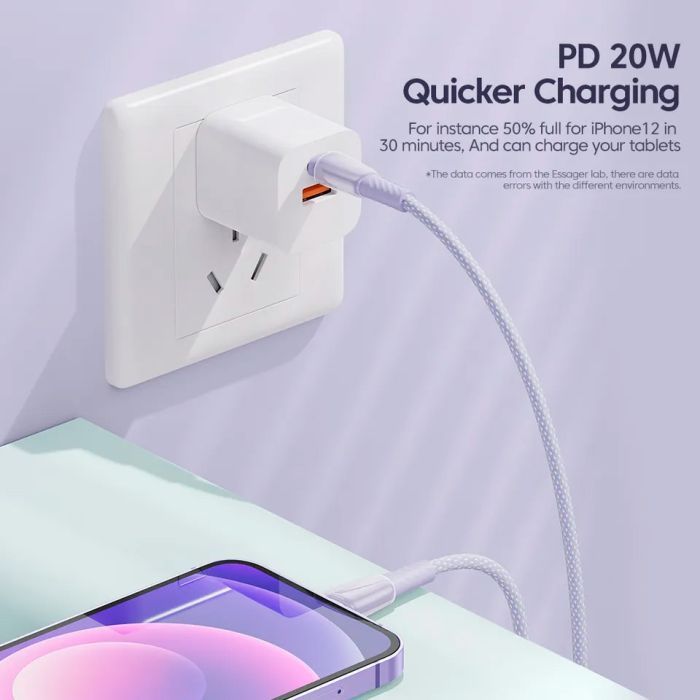 Дата кабель USB-C to Lightning 1.0m 3A purple Essager (EXCTL-CH05) изображение 2
