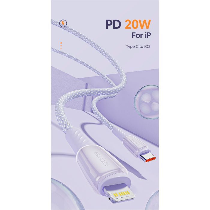 Дата кабель USB-C to Lightning 1.0m 3A purple Essager (EXCTL-CH05) изображение 7