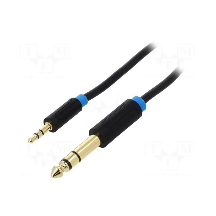 Кабель мультимедийный 3.5mm M to 6.35mm M 0.5m black Vention (BABBD)