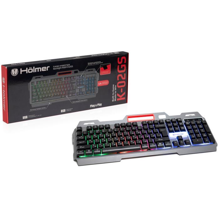 Клавиатура Hölmer K-02GS RGB Backlight USB UA Black (K-02GS) изображение 6