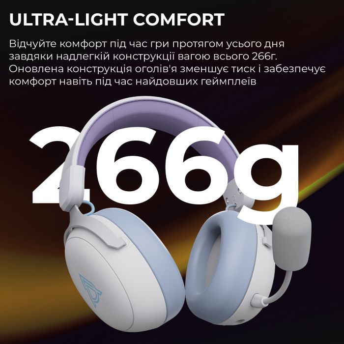 Наушники Ajazz AHM08 MAX 3-Mode White/Purple (AHM08-MAX-PWB) изображение 9