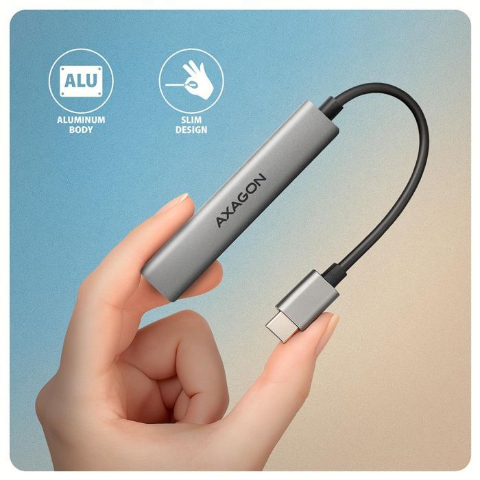 Концентратор AXAGON USB-C to 1xUSB-A 5Gbps + 2xUSB-A 480Mbps + 1xUSB-C 480Mbps 0.12m aluminum (HUE-STC) изображение 6