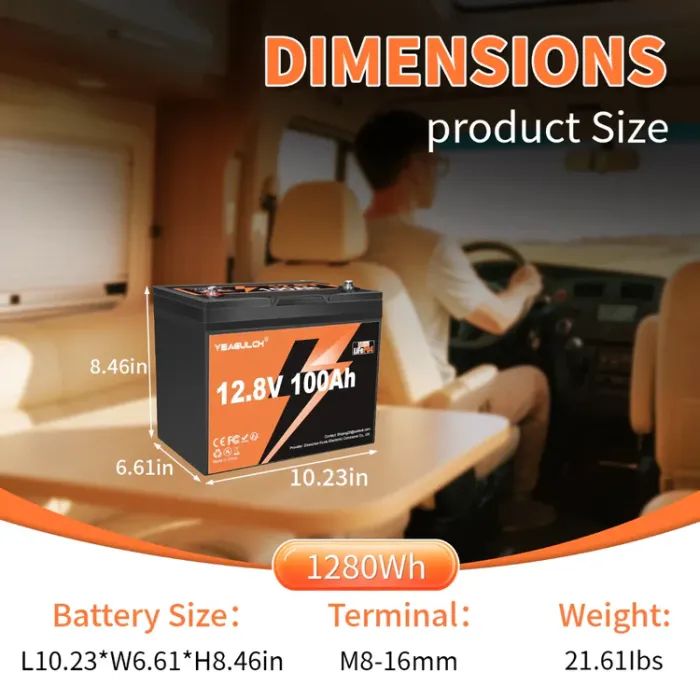 Батарея LiFePo4 YEAGULCH 12.8V - 100Ah (YEAGULCH-12,8V/100Ah) зображення 3