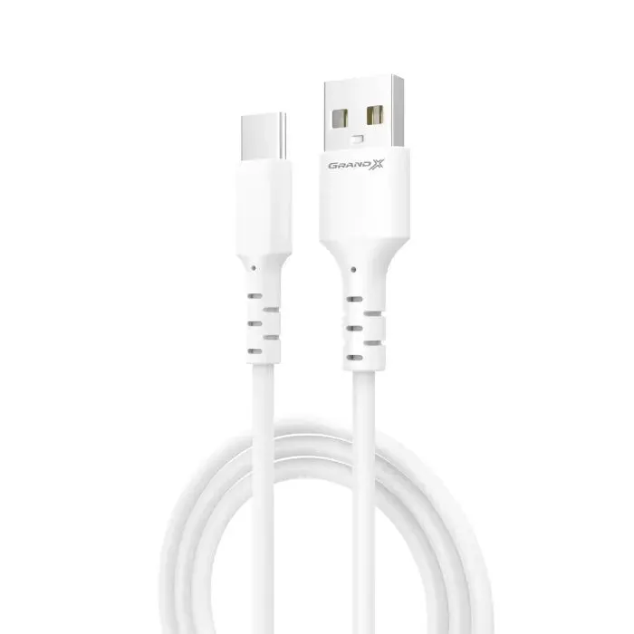 Дата кабель USB 2.0 AM to USB-C 1.0m 3A white Grand-X (PC-05W) изображение 2