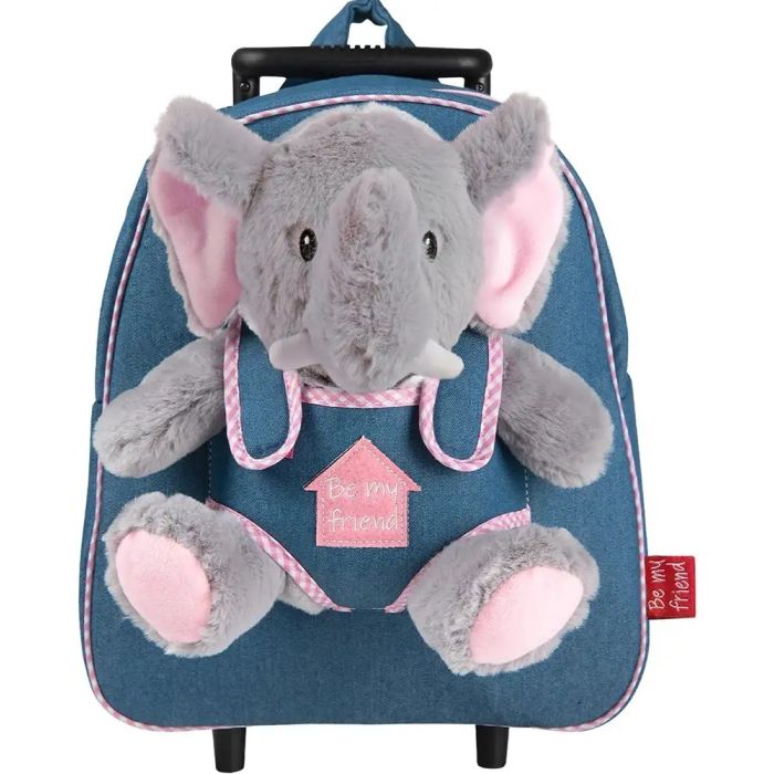 Рюкзак детский Perletti Toys Allie Elephant з м''якою іграшкою на колесах, джинсовий (P13033)