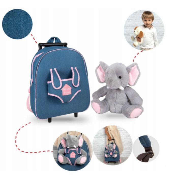 Рюкзак детский Perletti Toys Allie Elephant з м''якою іграшкою на колесах, джинсовий (P13033) изображение 4