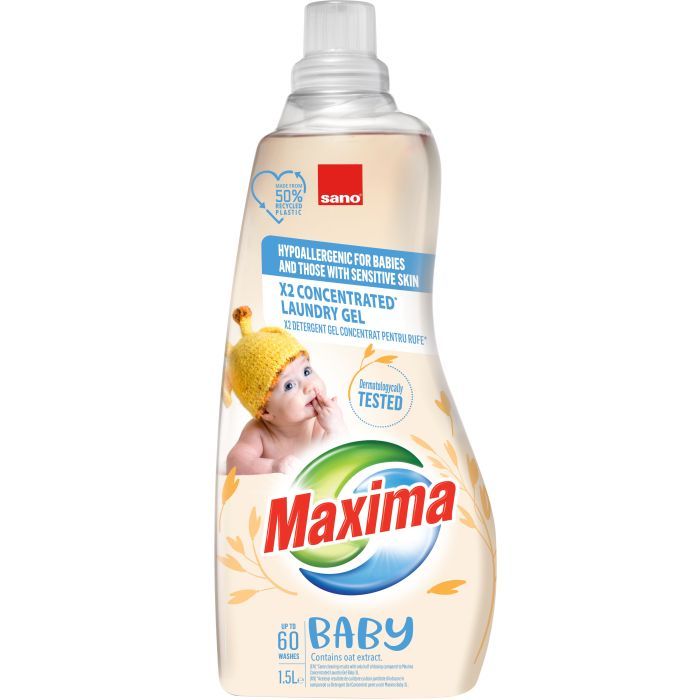 Гель для прання Sano Maxima Baby Oat Концентрований Для дитячої білизни 1.5 л (7290102993345)
