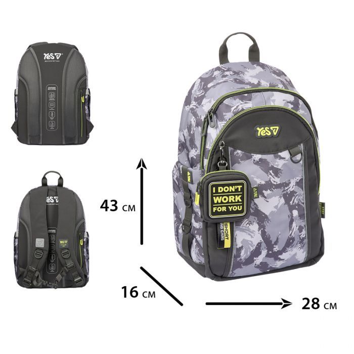 Рюкзак школьный Yes Grey TS-60L (550405) изображение 3