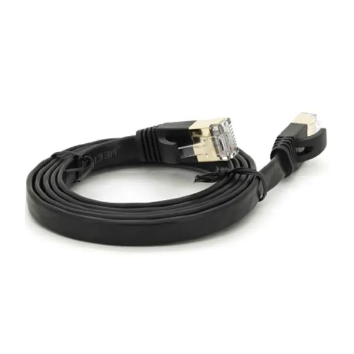 Патч-корд 1м UTP cat.7, CU, RJ45, плоский, black Weepda (PCMF-CU7/1.0Bk)
