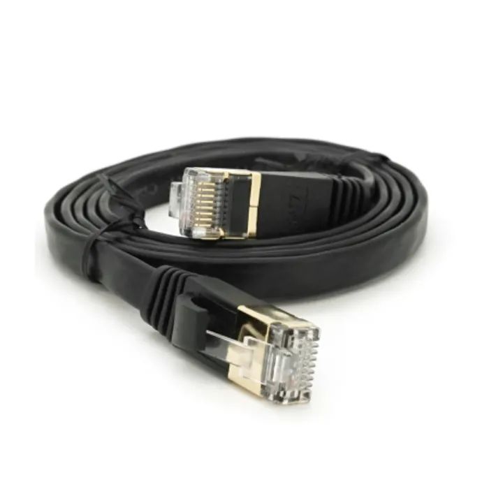 Патч-корд 1м UTP cat.7, CU, RJ45, плоский, black Weepda (PCMF-CU7/1.0Bk) изображение 2