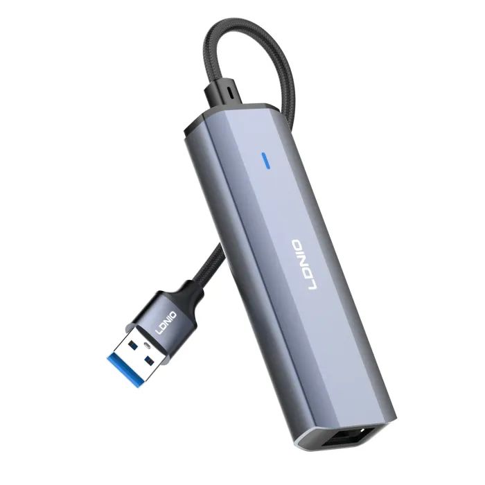 Концентратор LDNIO USB 3.0 4-in-1 3xUSB 3.0 + 1xRJ45 1.2m (DS-124U-1.2M)