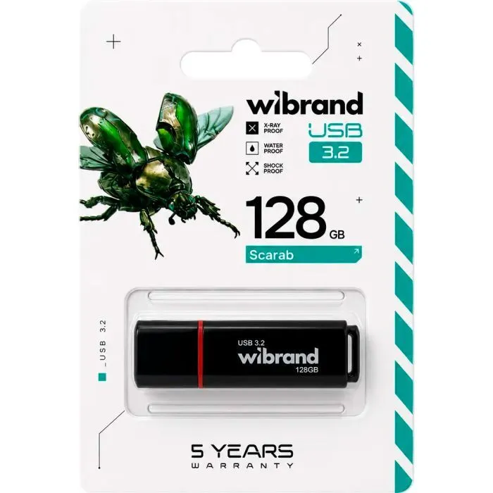 USB флеш накопитель Wibrand 128GB Scarab Black USB 3.2 (WI3.2/SC128P11B) изображение 4