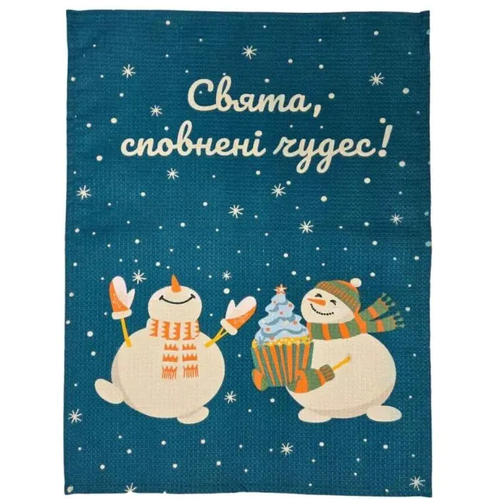 Полотенце Прованс кухонное вафельное Снеговики 45 х 60 см (042990)