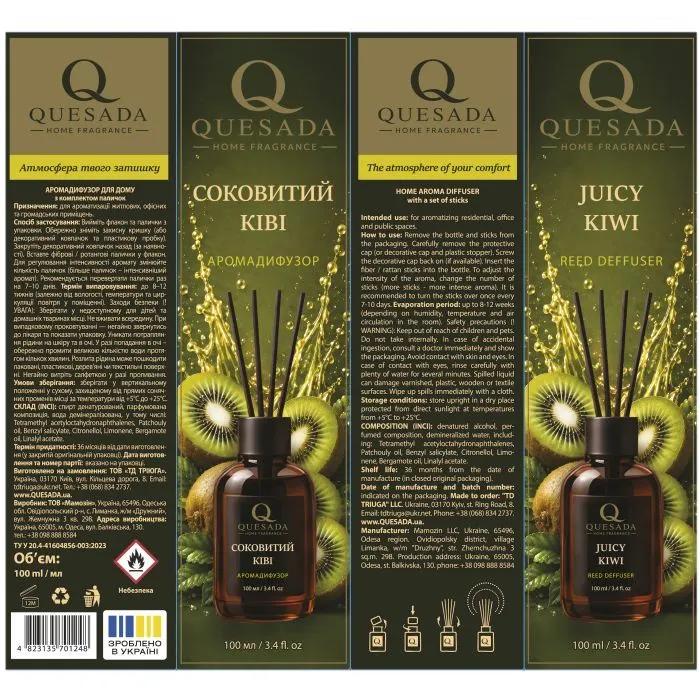 Аромадифузор Quesada Соковитий ківі 100 мл (4823135701248) зображення 2