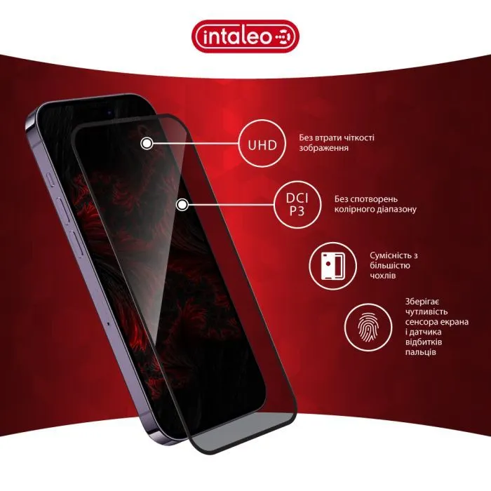 Скло захисне Intaleo Privacy Apple iPhone 14 Pro Black (1283126591969) зображення 6