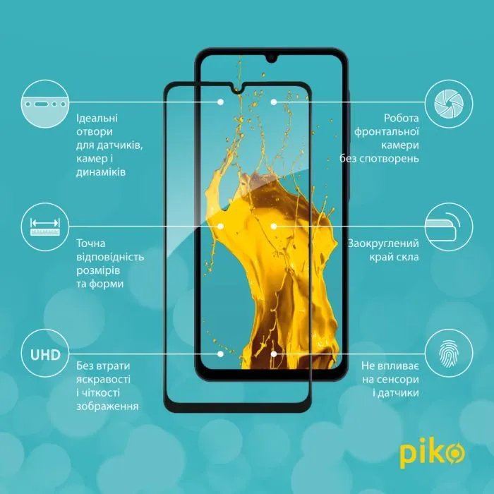 Скло захисне Piko Full Glue ESD Samsung Galaxy A08 / Galaxy A07 Black (1283126641077) зображення 3