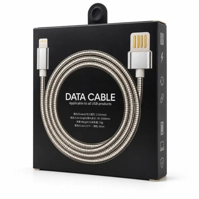 Дата кабель USB 2.0 AM to Lightning 1.0m 2.4A metal silver XoKo (XK-CTL-001-SL) зображення 2
