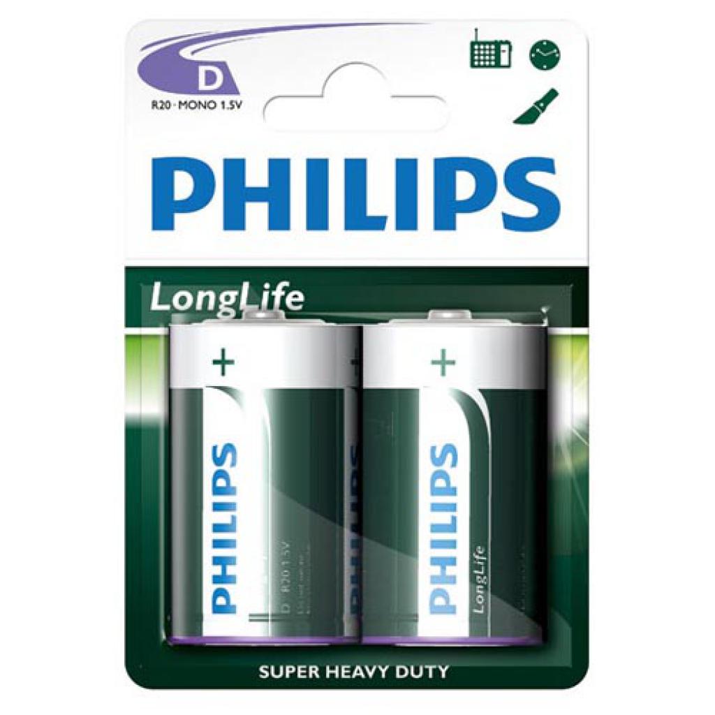 Батарейка Philips R20 PHILIPS Longlife L24W * 2 (R20L24W/97)