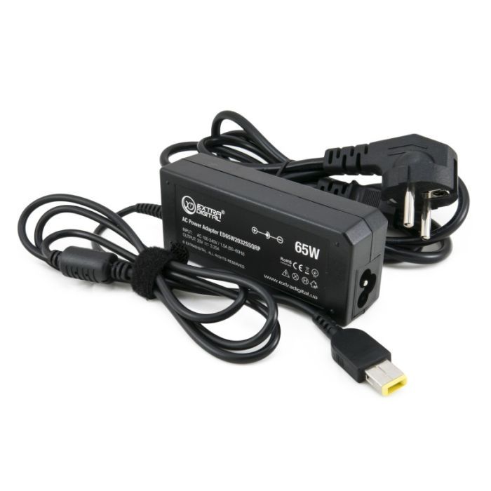 Блок питания к ноутбуку Extradigital Lenovo 20V, 3.25A, 65W (11x4.5 Rectangular) (PSL3840) изображение 3