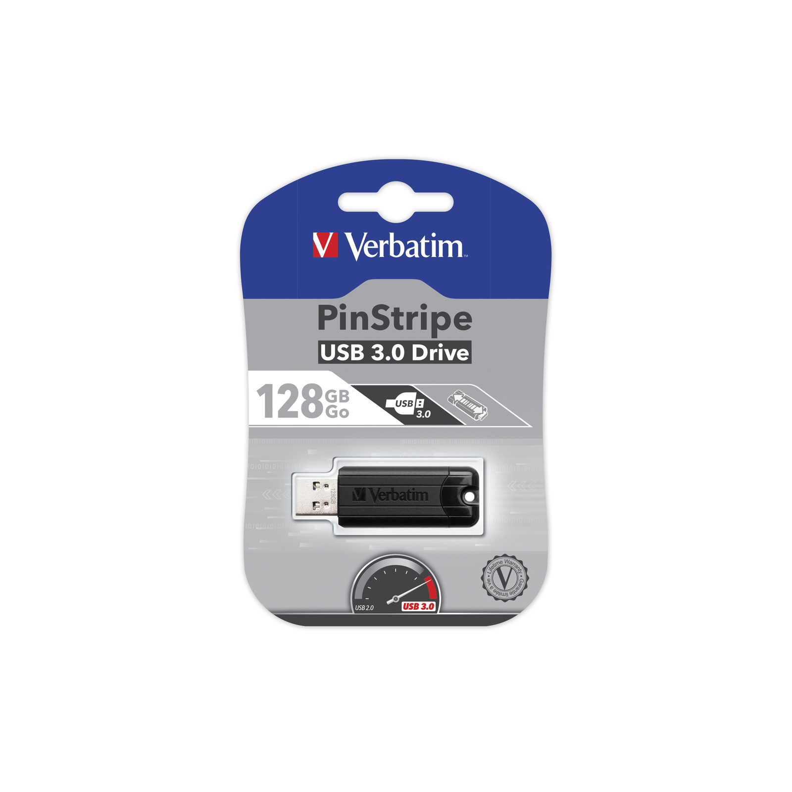 USB флеш накопитель Verbatim 128GB PinStripe Black USB 3.0 (49319) изображение 5