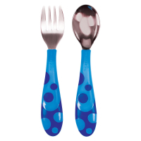 Фото - Дитячий посуд Munchkin Набір дитячого посуду  Ложка + вилка блакитні  011404.0 (011404.01)