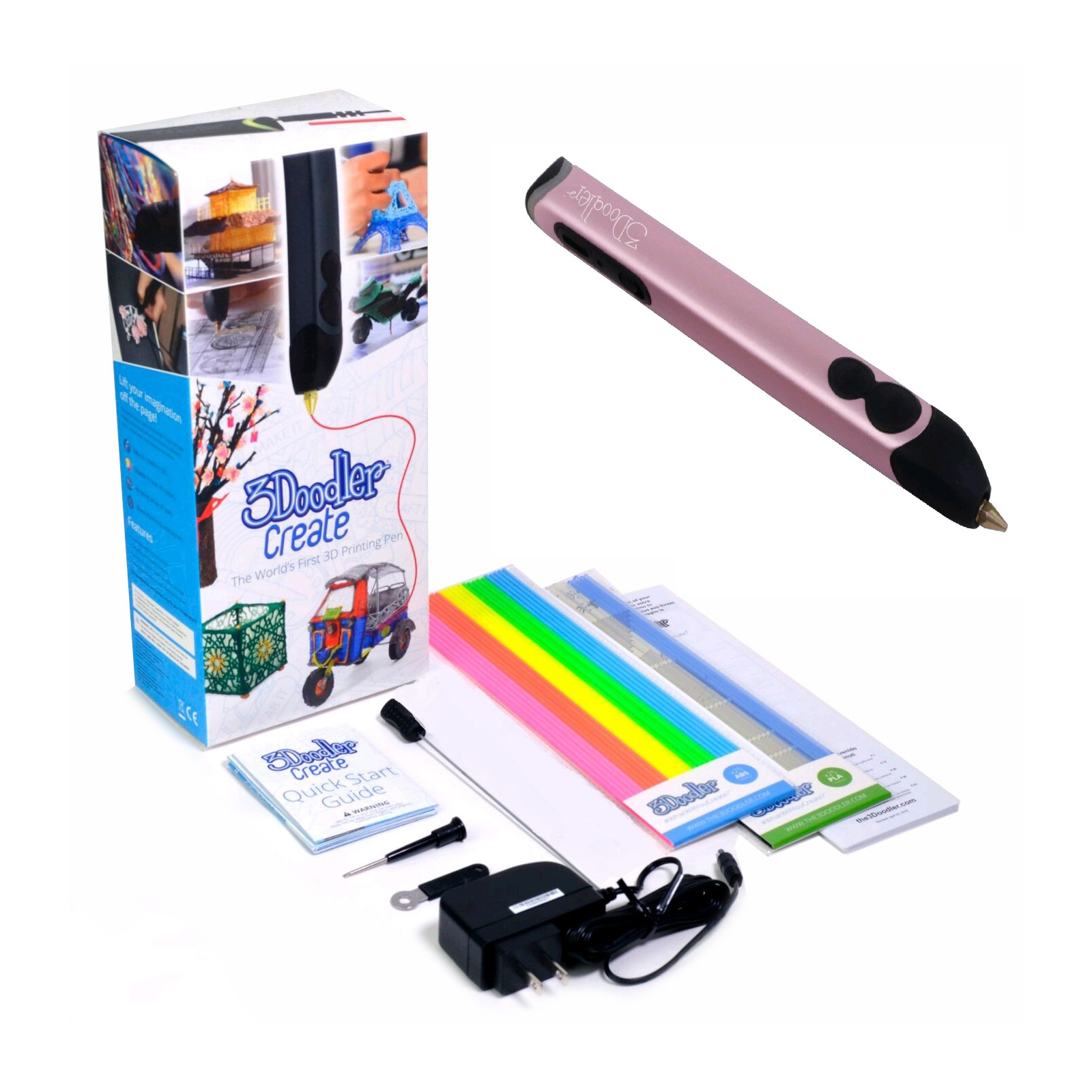 3D - ручка 3Doodler Create для проф.использования Розовый металлик 50 стержней (3DOOD-CRE-ROSE-EU) зображення 3