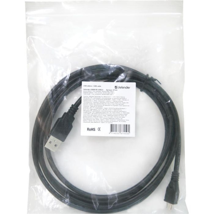 Дата кабель USB08-06 USB 2.0 - Micro USB, 1.8м Defender (87459) изображение 3