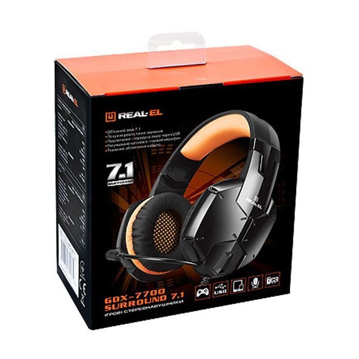 Наушники REAL-EL GDX-7700 SURROUND 7.1 black-orange изображение 9